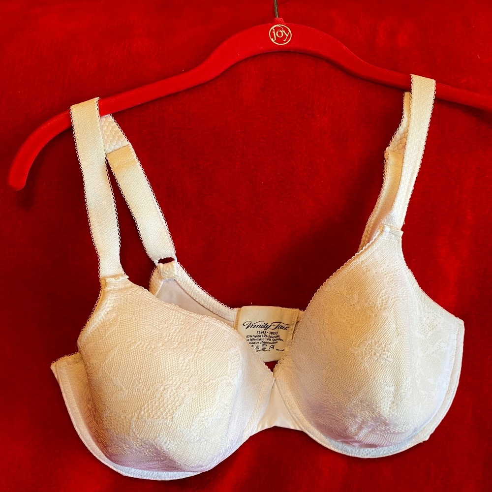Vanity Fair 38DD underwire bra in soft white/cream.